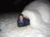 Christina crawling out. 
