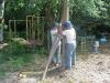 David and Matthew putting up a 6x6 post for the lower floor. 
