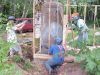 Setting up David's water tank during a break from working on the add-on. 