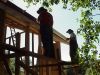 Installing the gutter. 