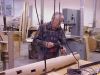 Charlie cutting out large hole for stair riser on center column. 