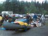 Packing up the canoes. 