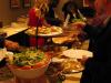Today is Mexican food...salad, tostadas, burritos, rice, salsa, gaucamole, fruit salad, and tortilla soup. 