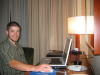 Me in my hotel room. I can't get wireless internet here - have to go down to the lobby to get online. (Update: I now can get wireless internet from my room. Yea!) 
