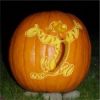 Lights On - Suzanne's Tigger pumpkin carving - This Tigger took her 4 hours to carve. She cut out the center parts of Tigger and skinned the rest. 