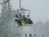 Riding the chair lift. 