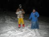 Christina giving Justin ski lessons. 